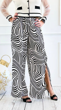 Swirl Effect Wide Leg Pant-100 Pants-spin usa-Coastal Bloom Boutique, find the trendiest versions of the popular styles and looks Located in Indialantic, FL