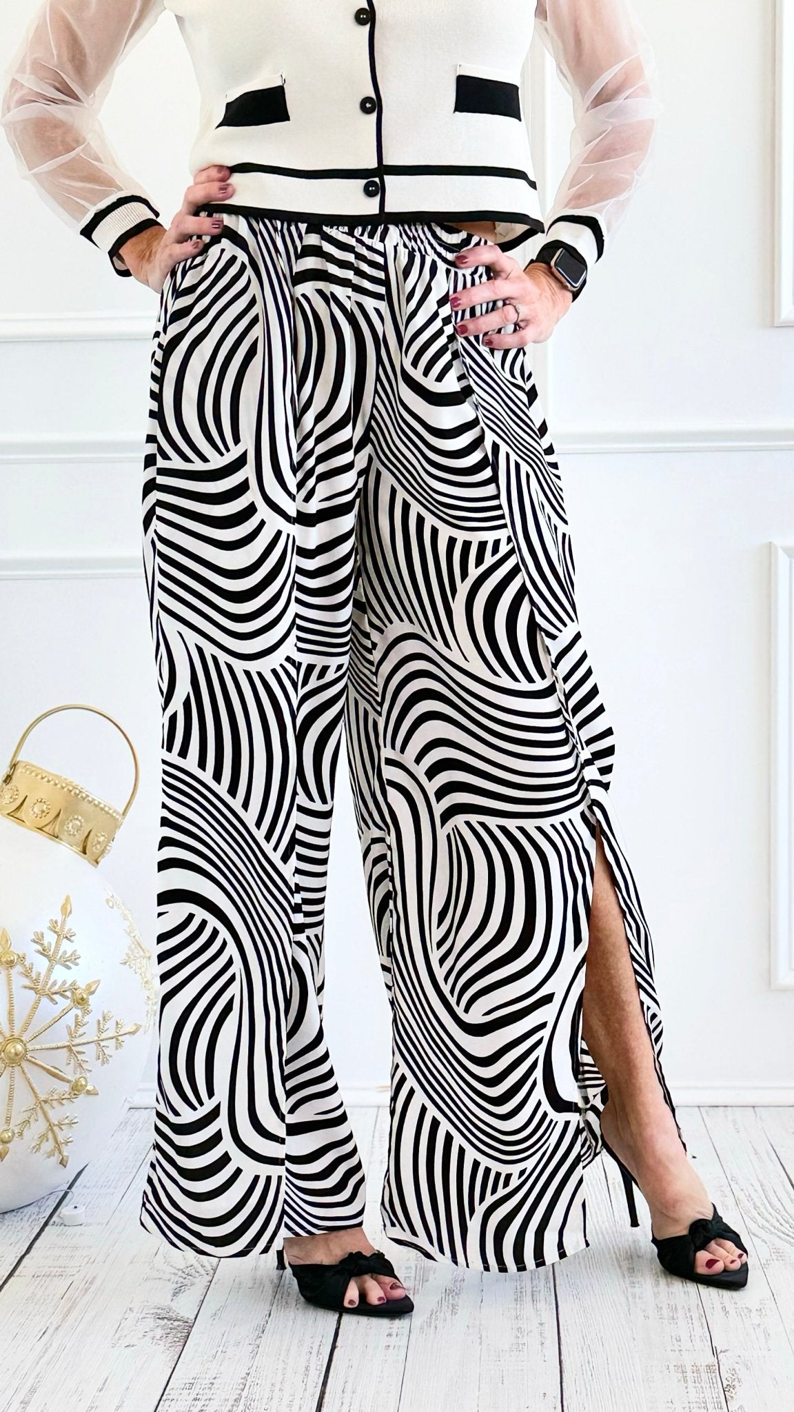 Swirl Effect Wide Leg Pant-100 Pants-spin usa-Coastal Bloom Boutique, find the trendiest versions of the popular styles and looks Located in Indialantic, FL