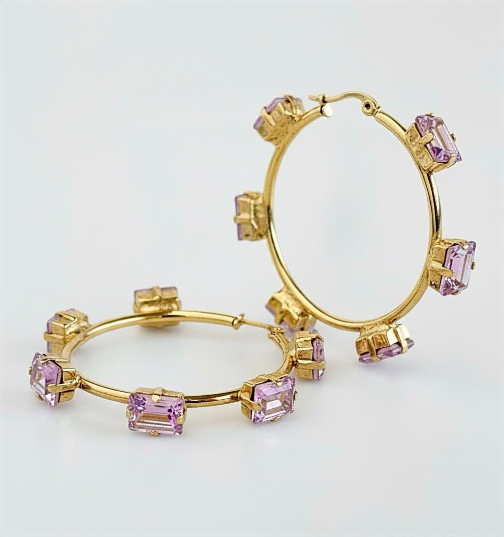 Talia Hoops - Light Amethyst - TOVA-230 Jewelry-TOVA-Coastal Bloom Boutique, find the trendiest versions of the popular styles and looks Located in Indialantic, FL