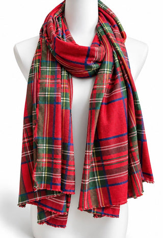 Tartan Lurex Trim Italian Scarf