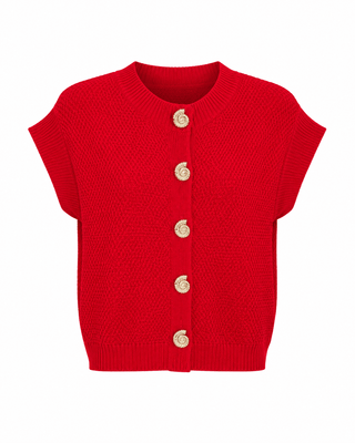 Textured Button Front Vest