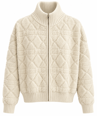Textured Diamond Zip Front Jacket