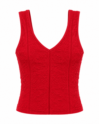 Textured Knit Top - Red