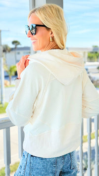 Textured Zip Relaxed Top-130 Long Sleeve Tops-JODIFL-Coastal Bloom Boutique, find the trendiest versions of the popular styles and looks Located in Indialantic, FL