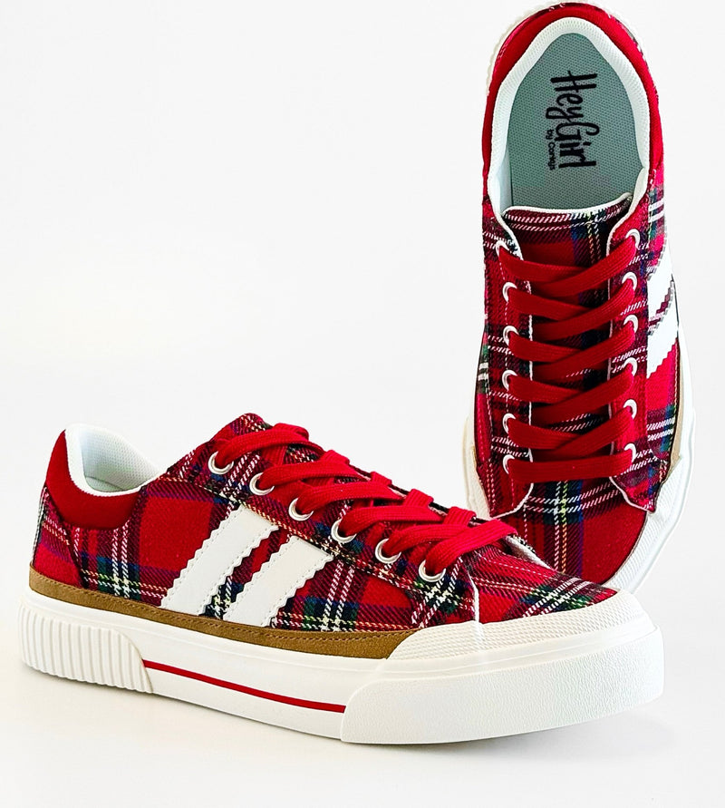 That’s Her Plaid Platform Sneaker - Red-250 Shoes-Corkys-Coastal Bloom Boutique, find the trendiest versions of the popular styles and looks Located in Indialantic, FL