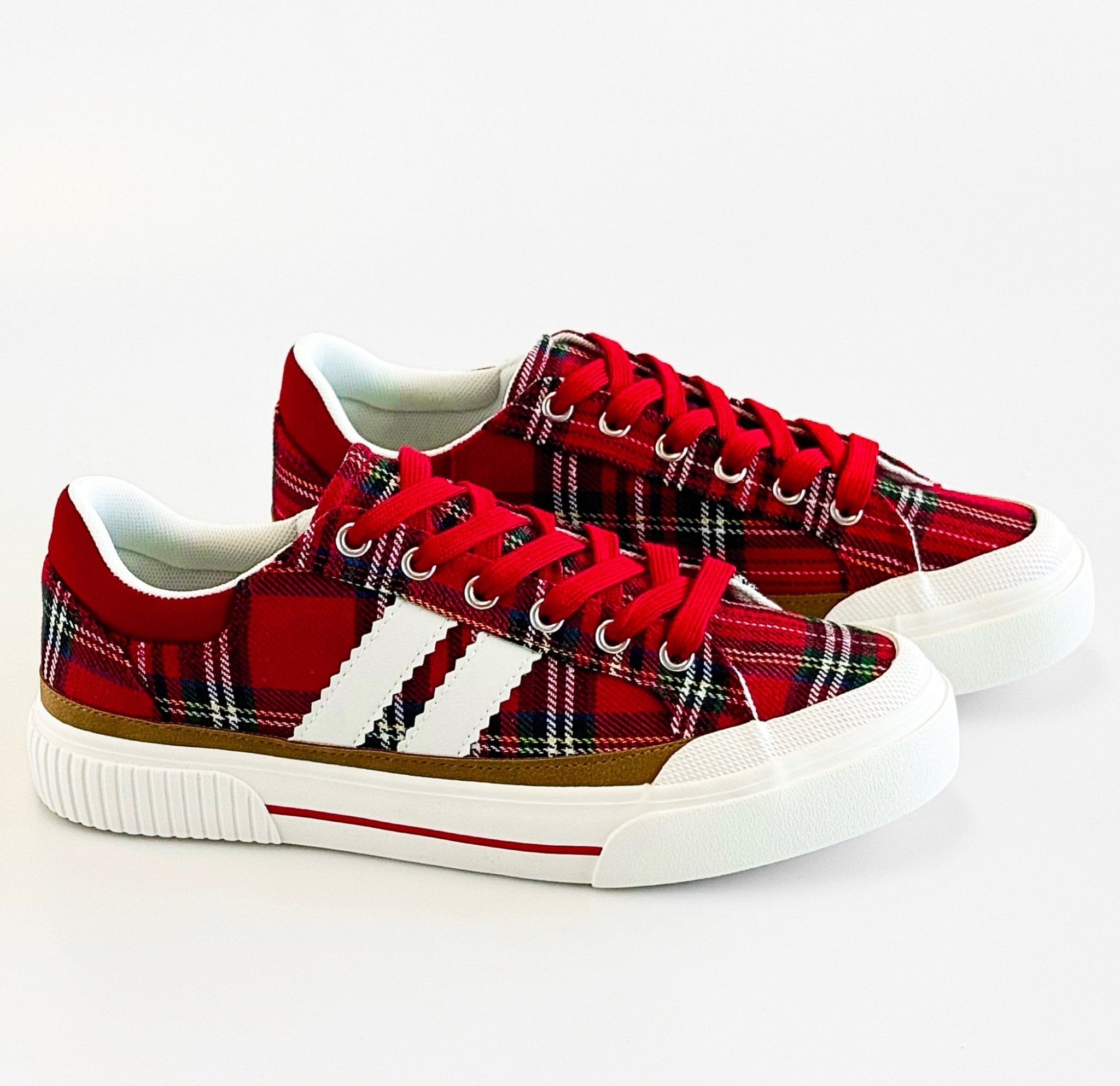 That’s Her Plaid Platform Sneaker - Red-250 Shoes-Corkys-Coastal Bloom Boutique, find the trendiest versions of the popular styles and looks Located in Indialantic, FL