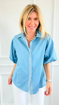 The Betty Puff Sleeve Italian Top- Denim