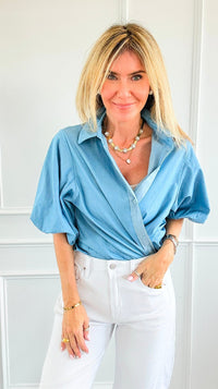 The Betty Puff Sleeve Italian Top- Denim