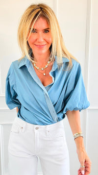 The Betty Puff Sleeve Italian Top- Denim