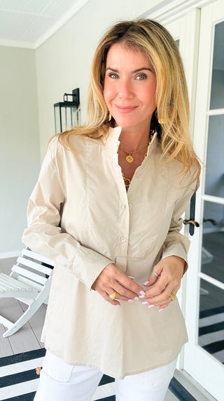 The Classic Tuxedo Italian Blouse- Beige