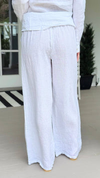 The Ellis Linen Italian Pant- White