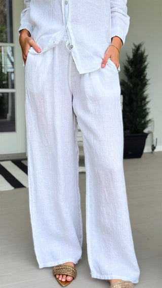 The Ellis Linen Italian Pant- White
