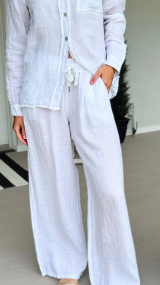 The Ellis Linen Italian Pant- White
