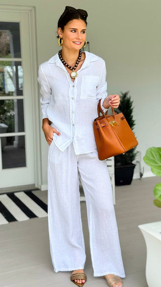 The Ellis Linen Italian Pant- White