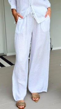 The Ellis Linen Italian Pant- White