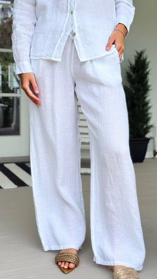 The Ellis Linen Italian Pant- White