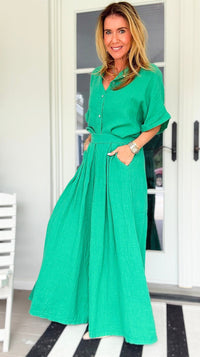 The Finley Linen Italian Pant- Kelly Green