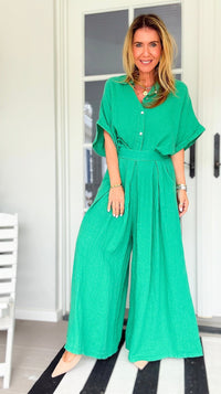 The Finley Linen Italian Pant- Kelly Green