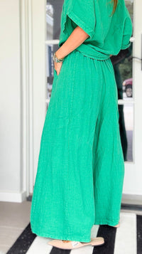 The Finley Linen Italian Pant- Kelly Green