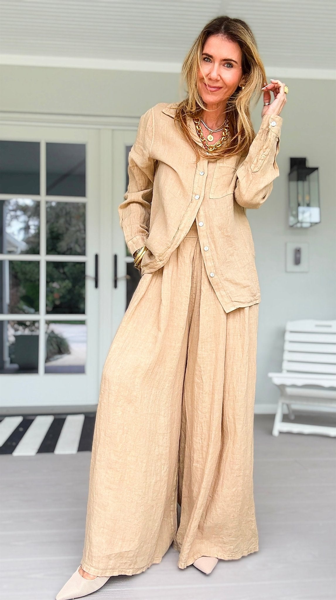 The Finley Linen Italian Pant- Light Camel