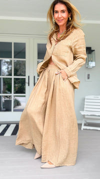 The Finley Linen Italian Pant- Light Camel