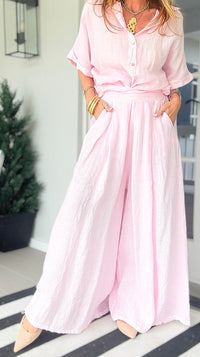 The Finley Linen Italian Pant- Light Pink