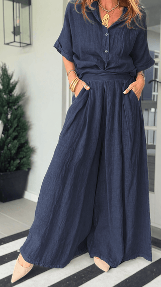 The Finley Linen Italian Pant- Navy