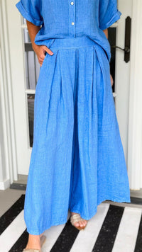 The Finley Linen Italian Pant- Periwinkle