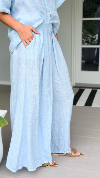 The Finley Linen Italian Pant- Sky Blue