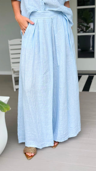 The Finley Linen Italian Pant- Sky Blue