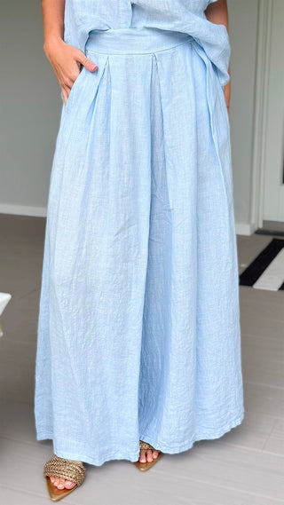 The Finley Linen Italian Pant- Sky Blue