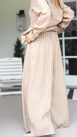 The Finley Linen Italian Pant- Taupe