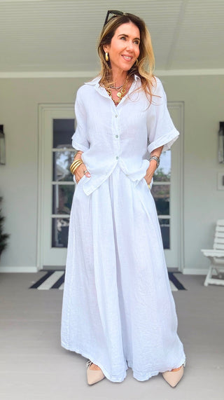 The Finley Linen Italian Pant- White
