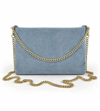 'The Forever' Italian Suede Shoulder Bag- Dusty Blue