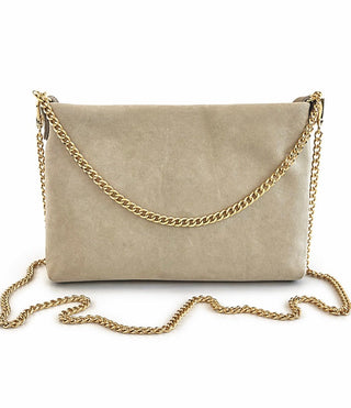 'The Forever' Italian Suede Shoulder Bag- Ecru