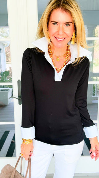 The Frankie Button Down Top - Black