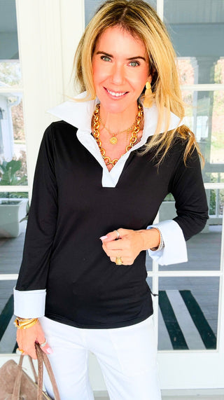 The Frankie Button Down Top - Black