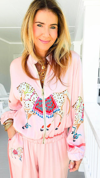 The Hunt Zip-Up Italian Jacket - Blush