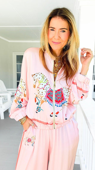 The Hunt Zip-Up Italian Jacket - Blush