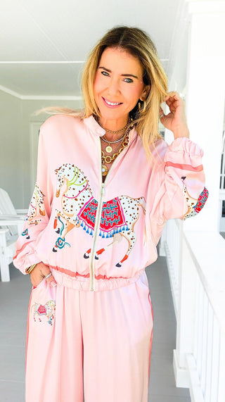 The Hunt Zip-Up Italian Jacket - Blush