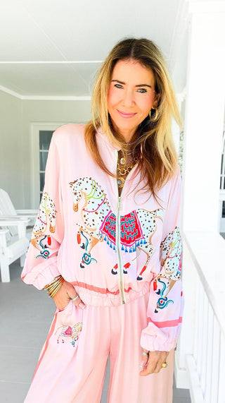 The Hunt Zip-Up Italian Jacket - Blush