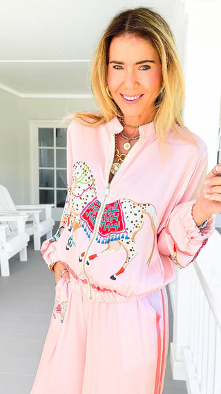 The Hunt Zip-Up Italian Jacket - Blush