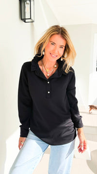 The Juliette Ruffle Long Sleeve Top- Black