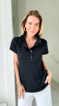 The Juliette Ruffle Top-Black-110 Short Sleeve Tops-EC COLLECTION INC-Coastal Bloom Boutique, find the trendiest versions of the popular styles and looks Located in Indialantic, FL