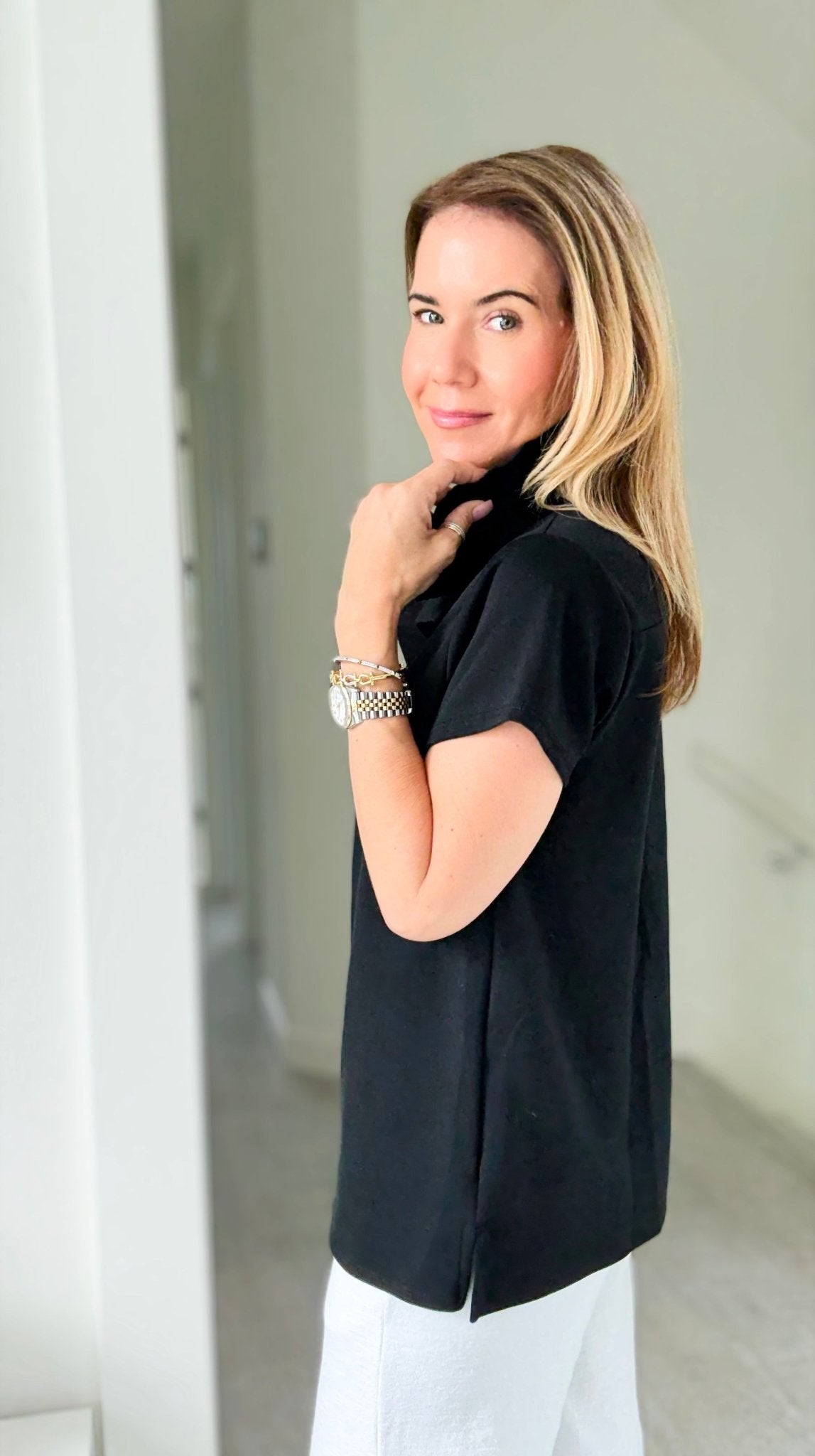 The Juliette Ruffle Top-Black-110 Short Sleeve Tops-EC COLLECTION INC-Coastal Bloom Boutique, find the trendiest versions of the popular styles and looks Located in Indialantic, FL