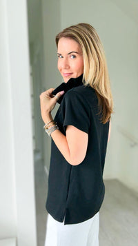 The Juliette Ruffle Top-Black-110 Short Sleeve Tops-EC COLLECTION INC-Coastal Bloom Boutique, find the trendiest versions of the popular styles and looks Located in Indialantic, FL