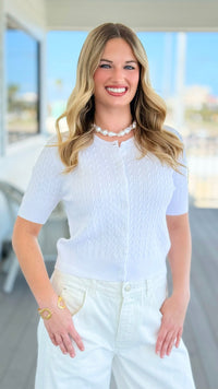 The Kensington Cable Knit Cardigan - White