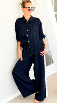 The Miami Linen Italian Pant - Navy