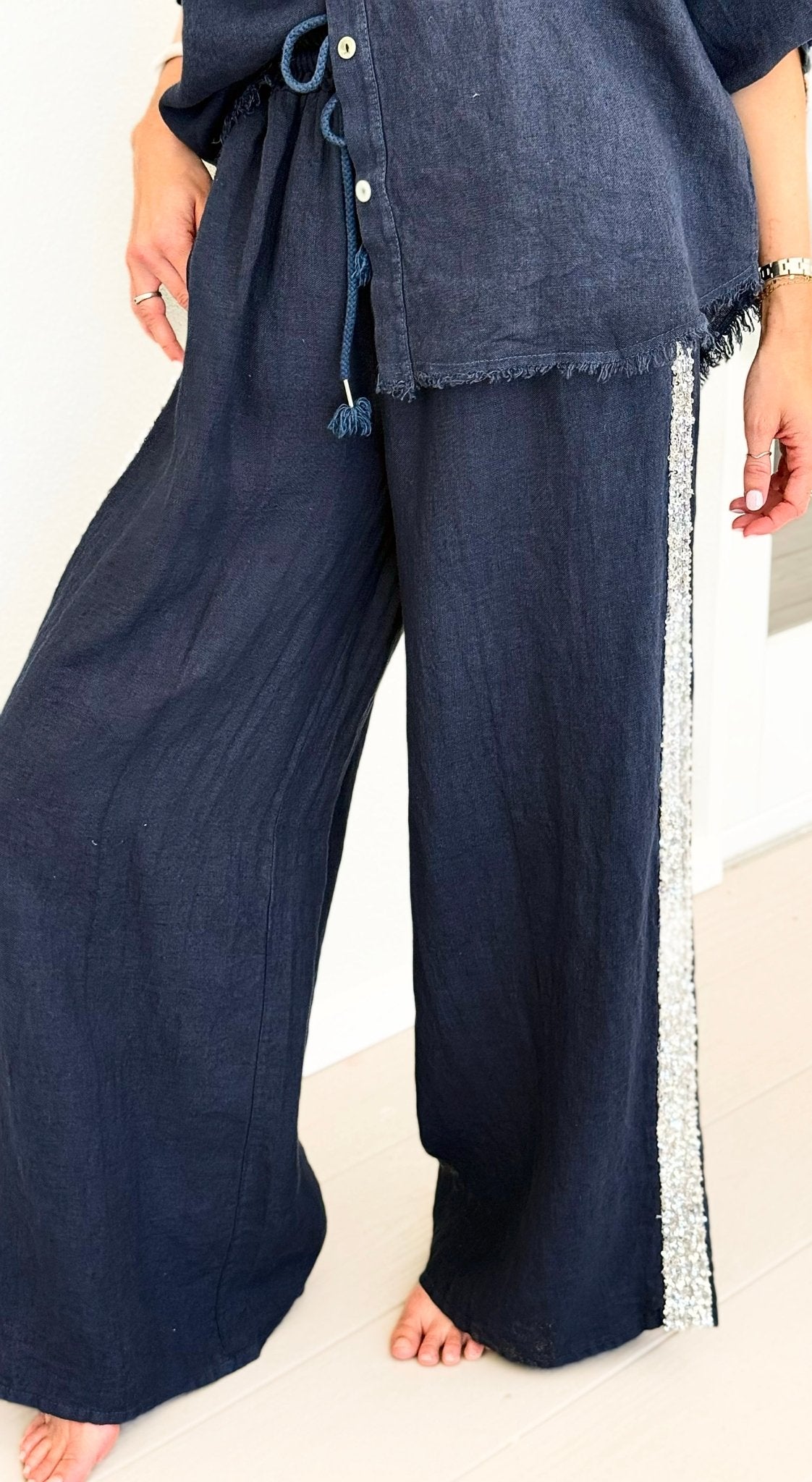 The Miami Linen Italian Pant - Navy