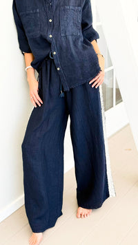 The Miami Linen Italian Pant - Navy
